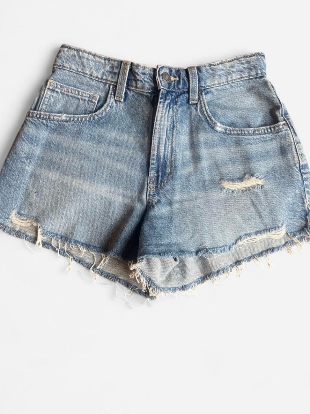 Cotton On Faded Light Blue Distressed Denim Shorts